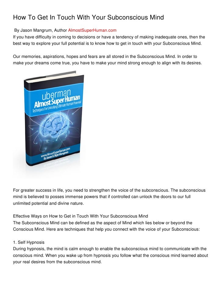 Self Hypnosis: Unlocking Your Subconscious Mind